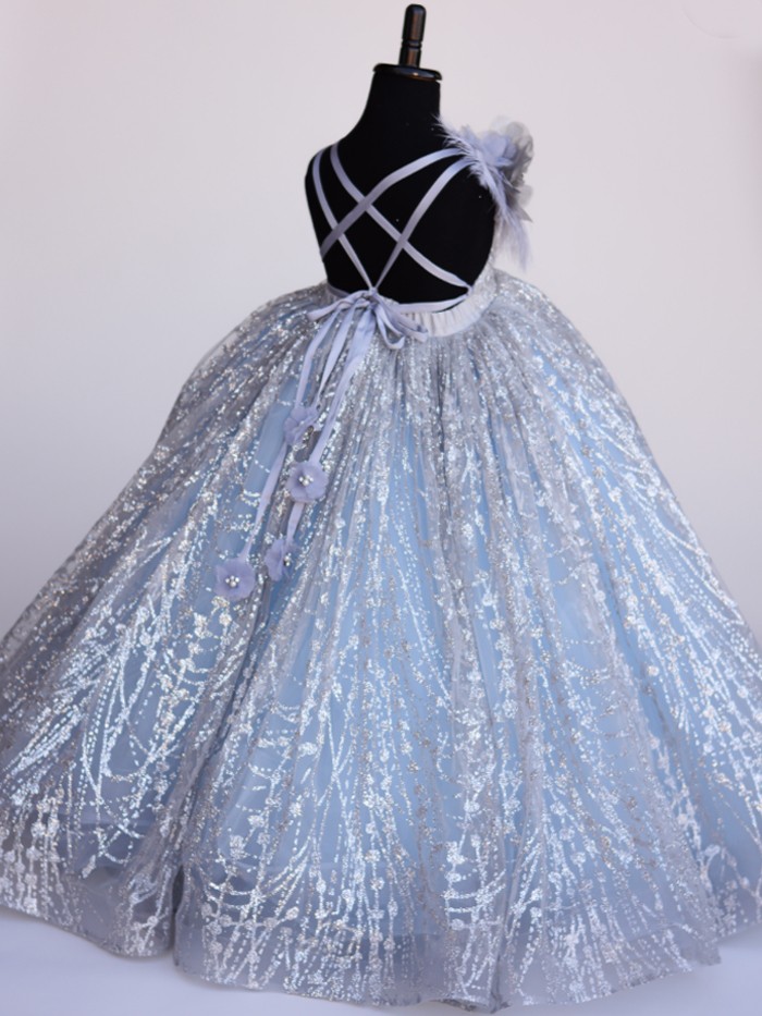 Shimmer Ice Blue Inspired By AnnaTriant Couture Luxury Childern Couture Dress